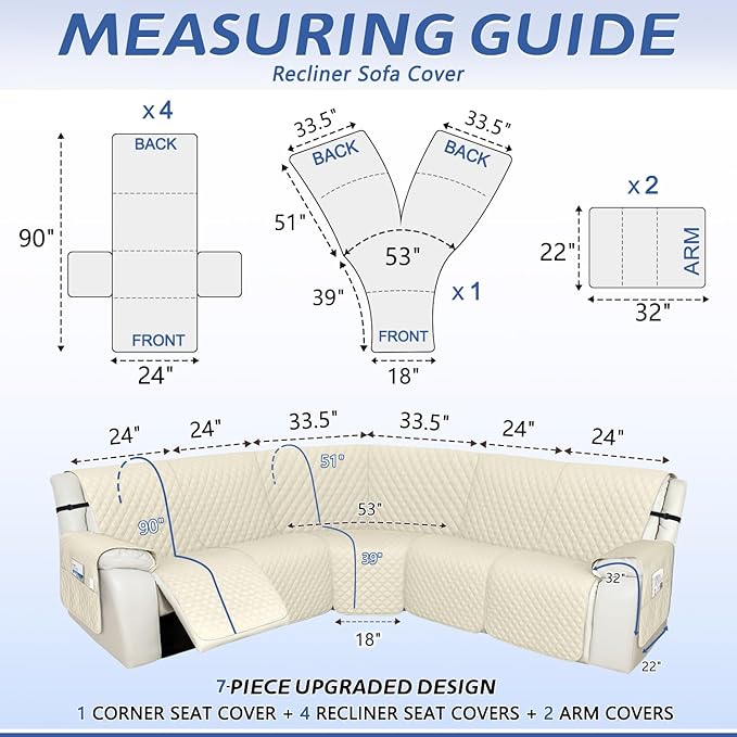 Arfntevss Recliner Sectional Couch Covers 1OO% Waterproof L Shape Sofa Cover - Image 2