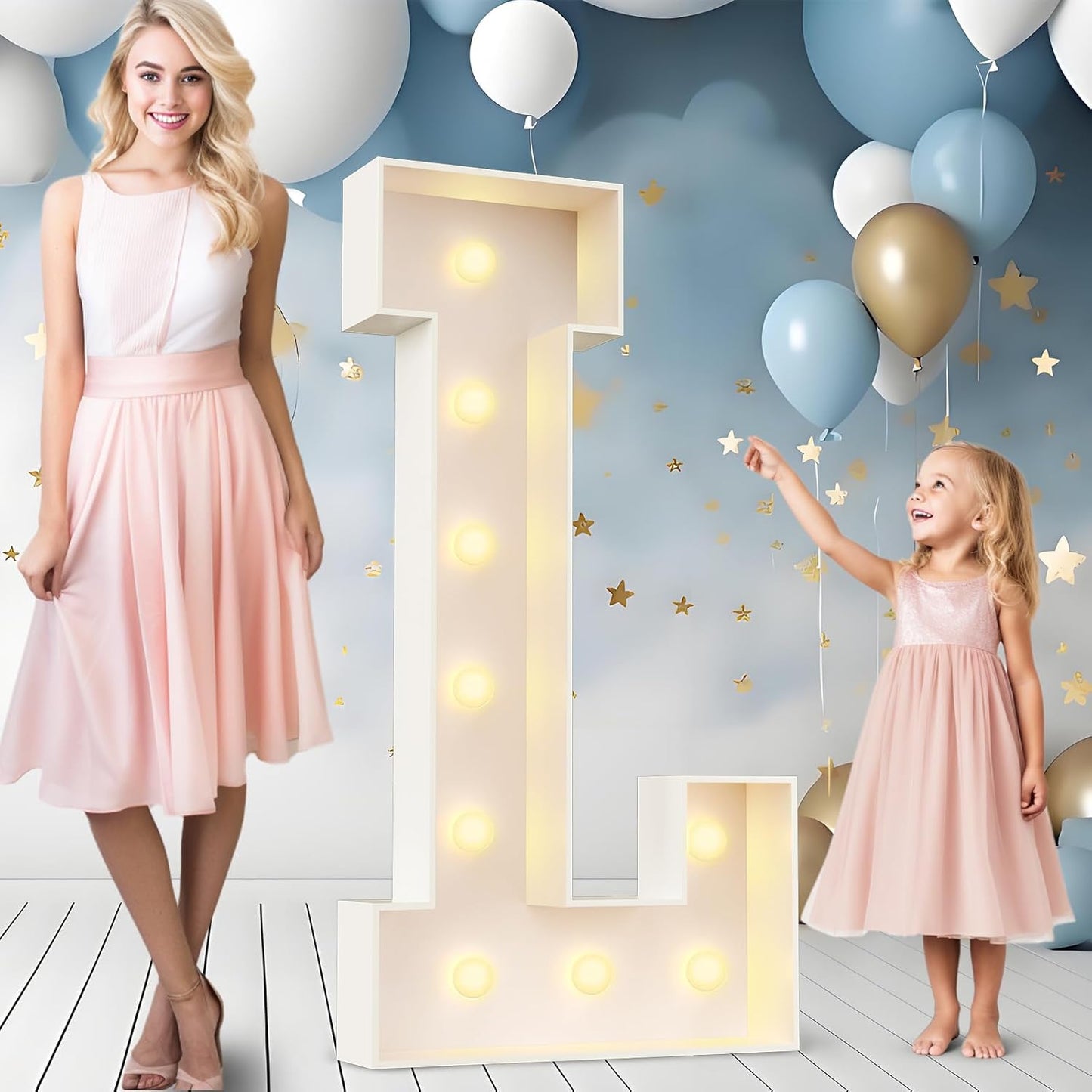 Ledido 4FT Marquee Light Up Letters Large Light Up Letters for Party Decoration, Marquee Letter for Birthday Graduation Baby Shower Wedding, Pre-cut Foam Board Assembly Required Letter L