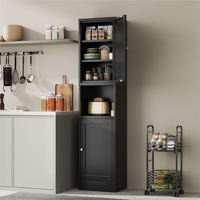 YAUWOH 2-Door Metal Storage Cabinet, Tall Slim Pantry Organizer - Image 6