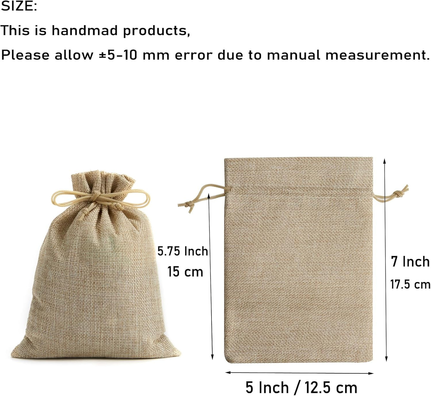 Tendwarm 20 Pcs 5x7 Inch Burlap Gift Bags with Drawstring Recyclable Linen Sacks Jewelry Bag for Wedding Party Favors DIY Craft
