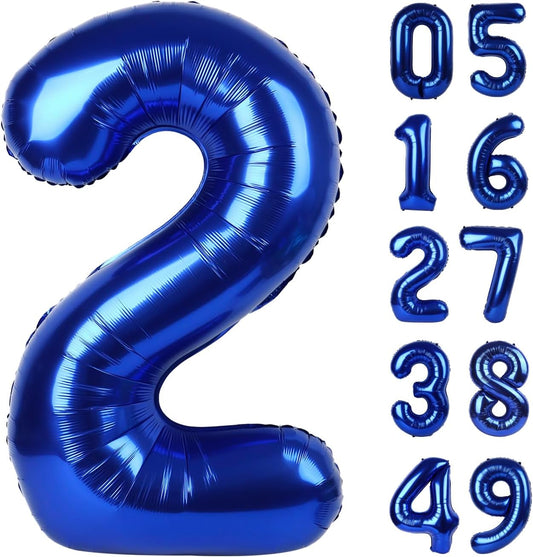 Night Blue 40 Inch Big Number Balloon Birthday Decoration, Number 2 Helium Balloon 12 20 22 23 24 26 2025 New Years Celebration, Boy Girl Baby Anniversary Party Graduations Supplies Decorations