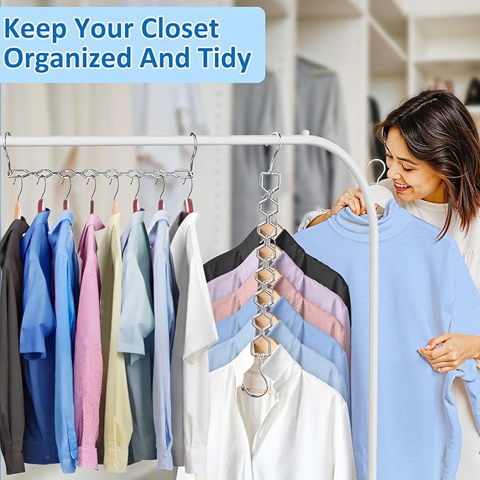 12 Pack Space Saving Hangers for Clothes, Sturdy Metal Hangers Heavy Duty Magic - Image 6