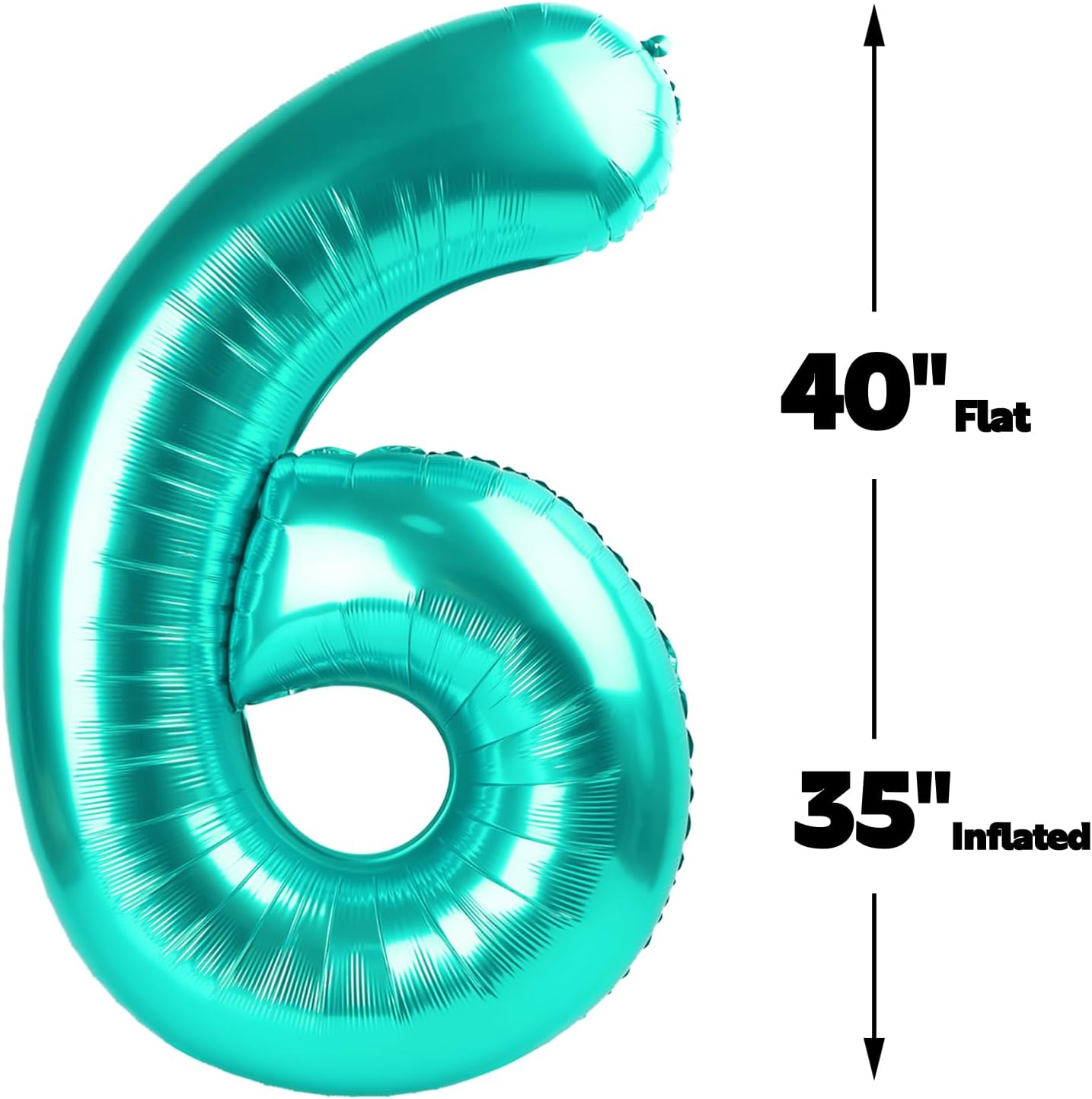 Teal Blue 40 Inch Mylar Foil Number 6 Balloon, Birthday Digital Balloons for 6 16 Boy Girl Party Decorations Supplies,Teal Blue Big Helium Balloon Numbers for 26 36 46 60 Men Women Anniversary