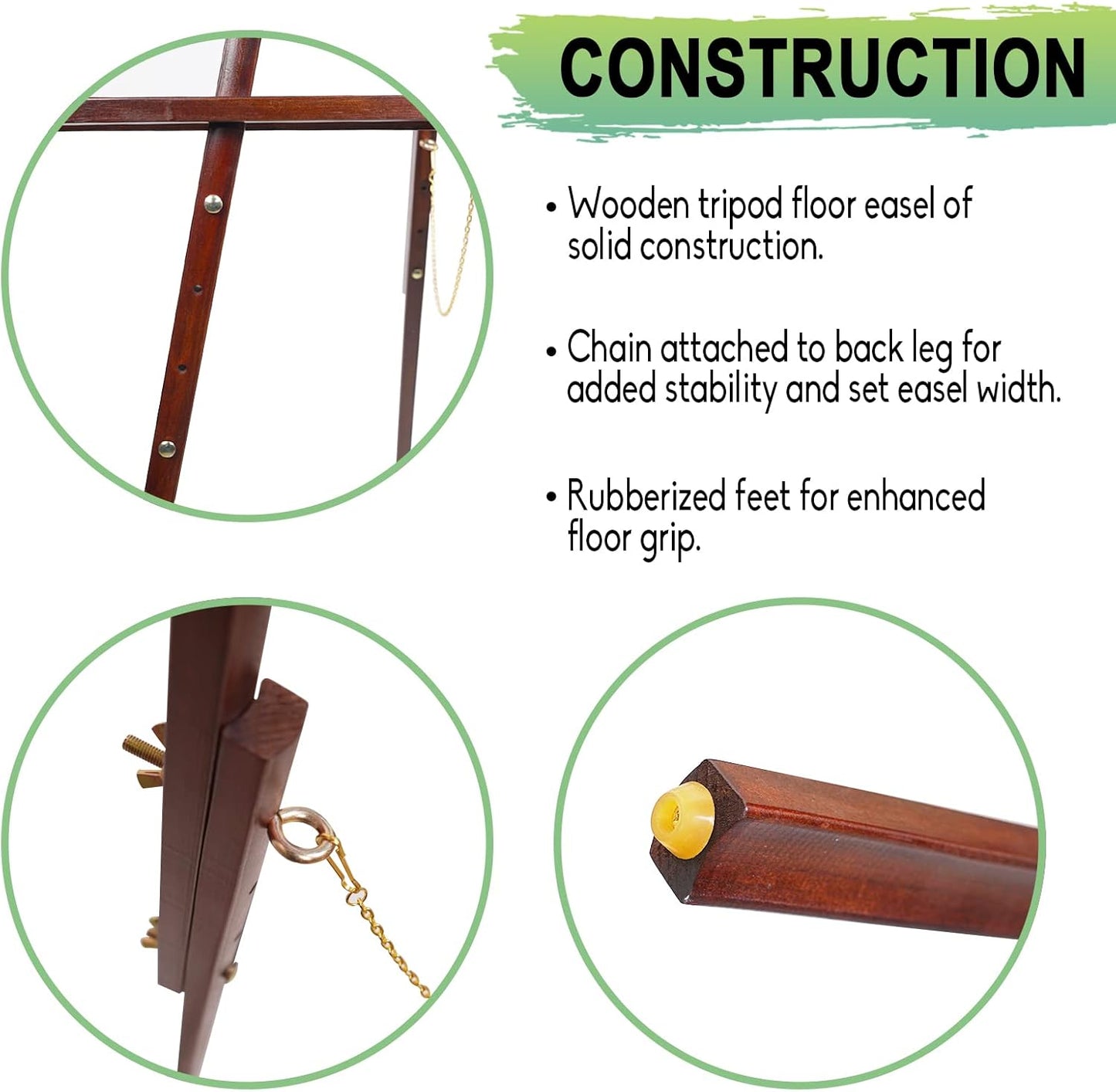 Conda 63" Wooden Tripod Artist Display Easel with Tray, A-Frame Adjustable Easel Stand for Wedding Sign, Foldable Easels for Painting Canvas, Display & Posters