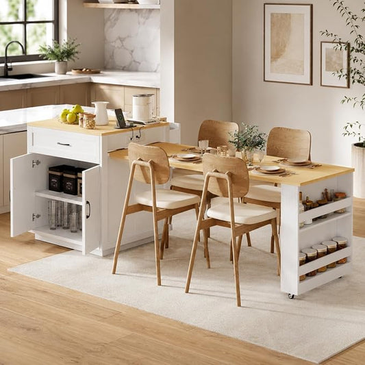 Kitchen Island with Extendable Dining Table by Unknown
