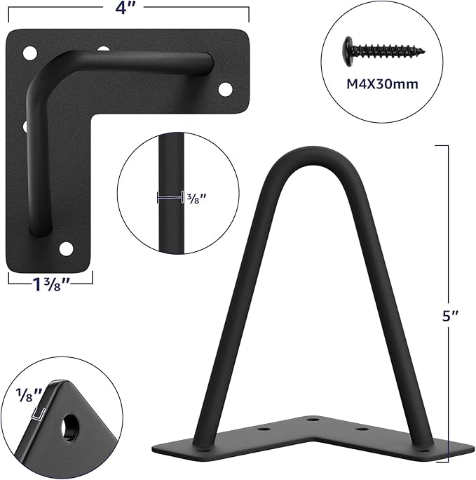 SMARTSTANDARD 5 Inch Heavy Duty Hairpin Furniture Legs, Metal Home DIY Projects - Image 2