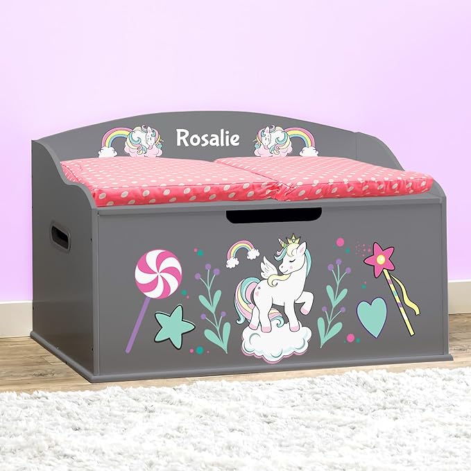 DIBSIES Personalized Creative Wonders Toy Box, Unicorns & Rainbows, 30 x 19.25 - Image 4