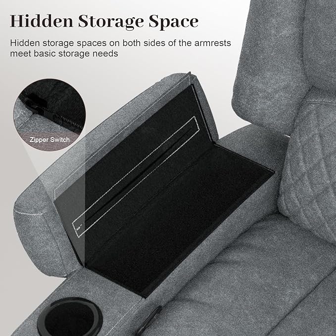 Yolsali Manual Reclining Sectional Sofa Set, 5 Seats Soft Leather Recliner - Image 7