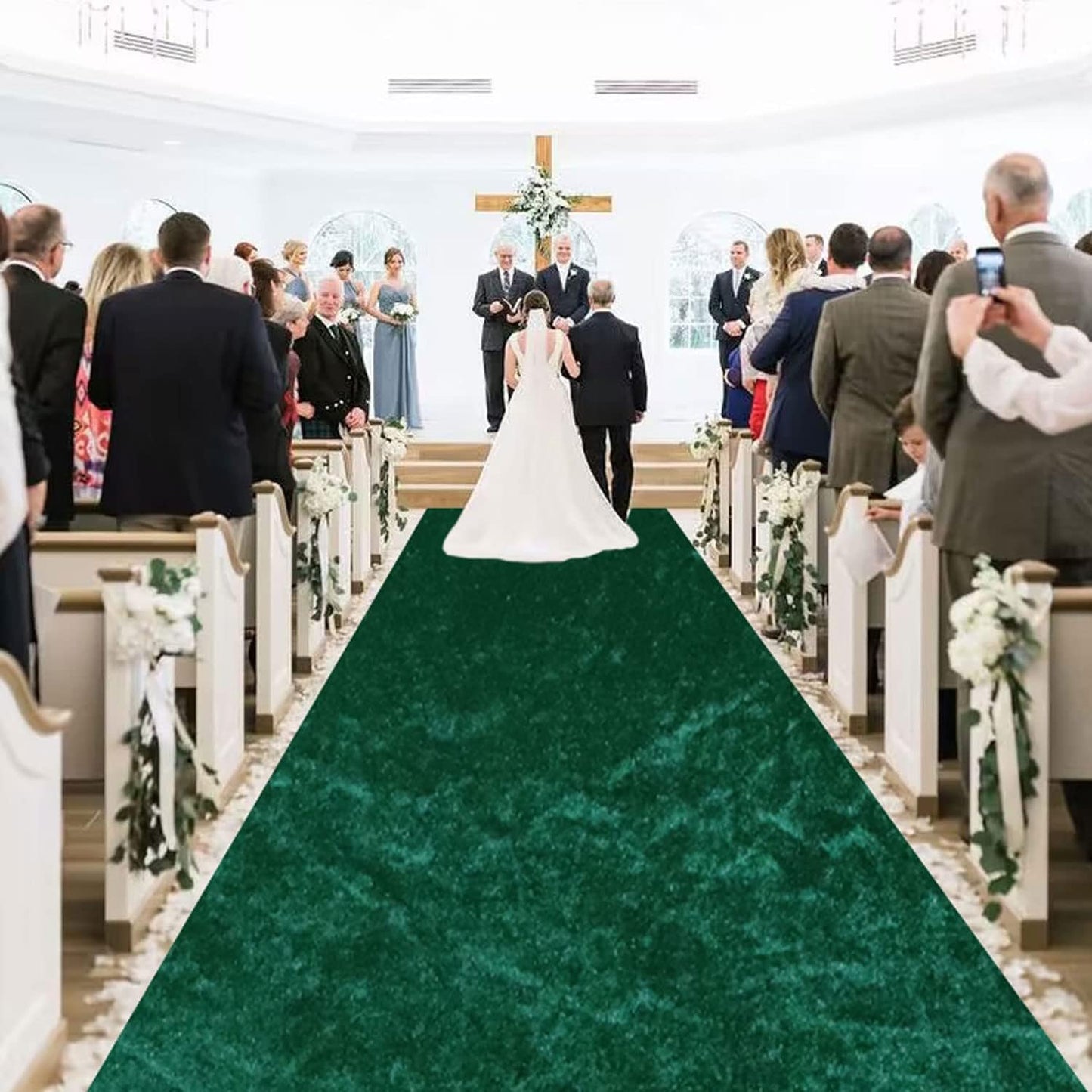 MODFUNS Hunter Green Carpet Runner for Parties 4x30FT Velvet Aisle Runner for Wedding Ceremony Aisle Floor Runners Hallway Runner Rug with Carpet Tape Wedding Runners Aisle for Beach Church Reception