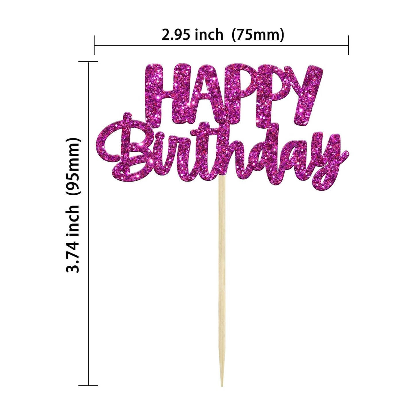 Gyufise 24Pcs Happy Birthday Cupcake Toppers Glitter Birthday Cupcake Food Picks for Celebrating Purple Theme Party Cake Decorations Supplies Purple