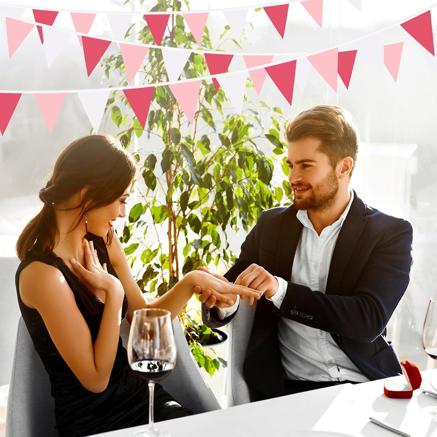 Pink Pennant Banner Triangle Flag Bunting Garland for Wedding Birthday Baby Shower Graduation Decoration 33 Feet 30 Pieces