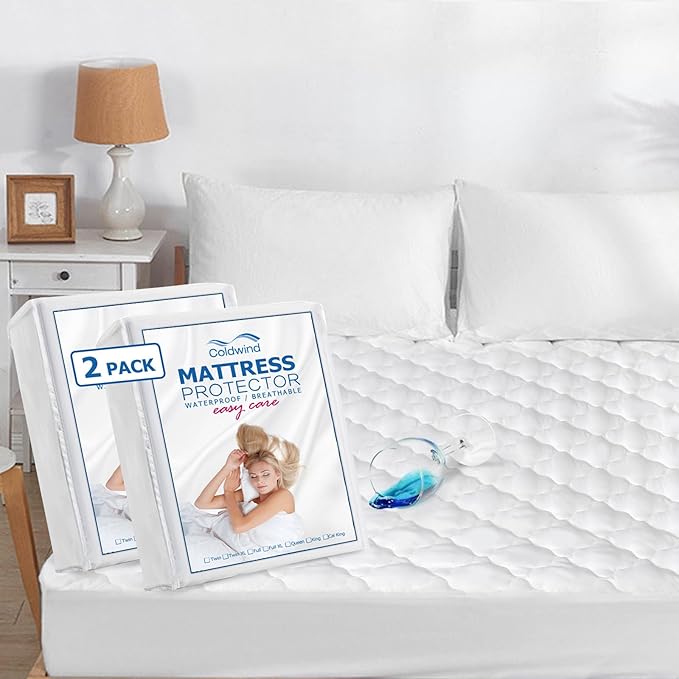 2 Pack Twin Mattress Pad Waterproof Mattress Protector, Quilted Twin Size by LoveHome%C2%B7LoveLife
