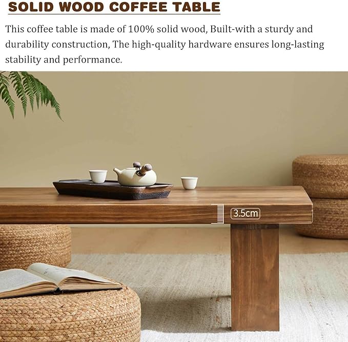 Japanese Style Solid Wood Low Coffee Table, Zen Tatami Table, Modern Chinese - Image 4