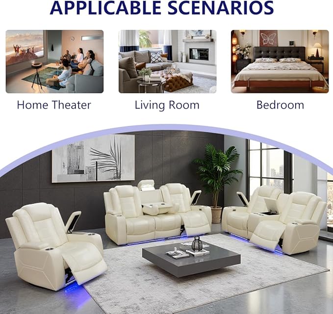 Leather Power Recliner Sofa Set - Image 7