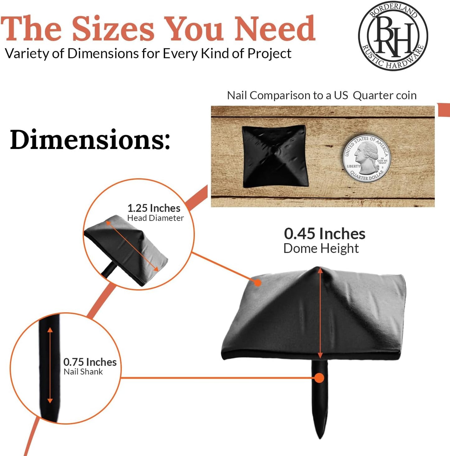 25 Pack 1.25" Square Head Iron Clavos Decorative Nails – Black – Handmade Rustic Square Fasteners for Farmhouse Shutters, Faux Wood Beams, Barn Doors, Shutters, and Gates – Ornamental Wood Accent