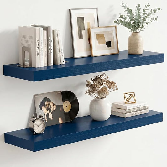 fuqing Dark Blue Floating Shelves | 24 Inch Floating Shelves by Fuqing