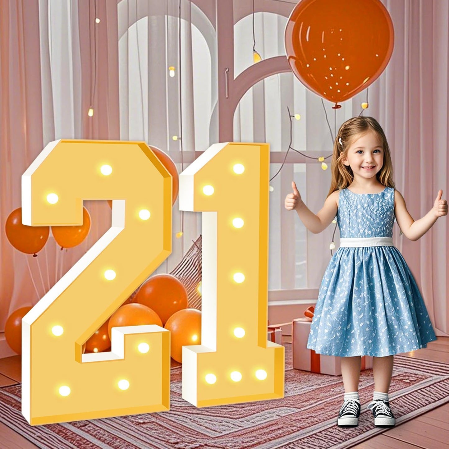 3FT Marquee Numbers 21, Large Light Up Numbers 21th Birthday Decorations for Girls Boys, Cardboard Numbers for Women Men Anniversary Party Decor Backdrop, DIY Foam Board Mosaic Number Sign