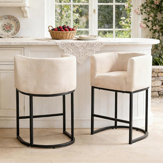 ClinQ 26" H Counter Height Bar Stools Set of 2, Modern Barrel Counter Stools by ExperienceExquisiteLife