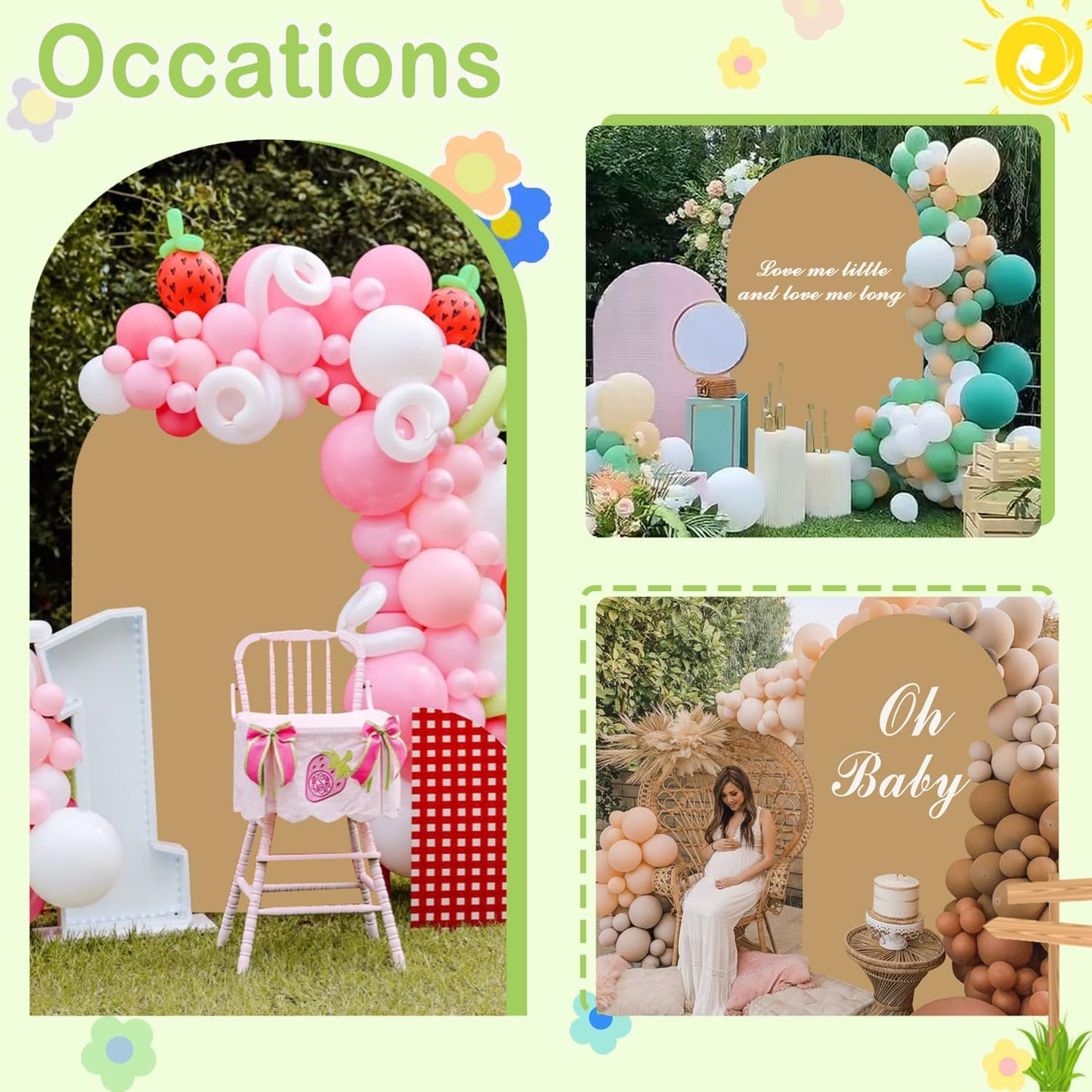 Khaki Arch Cover 4FT Brown Spandex-Arch-Cover Round Top Wedding Chiara Arched Cover Tan Arches Frame Covers Double Sided Backdrop Panels for Baby Shower Birthday Party Balloon Decoration