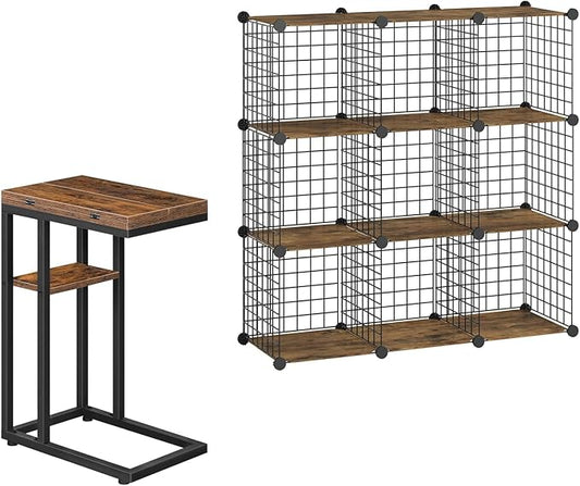 HOOBRO Foldable End Table, C Shaped Side Table by HOOBRO