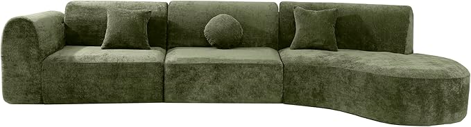 Merax 3-Piece 140" Sectional Modular Sofa Set, 4 Seat Curved Modern Cloud Couch - Image 7