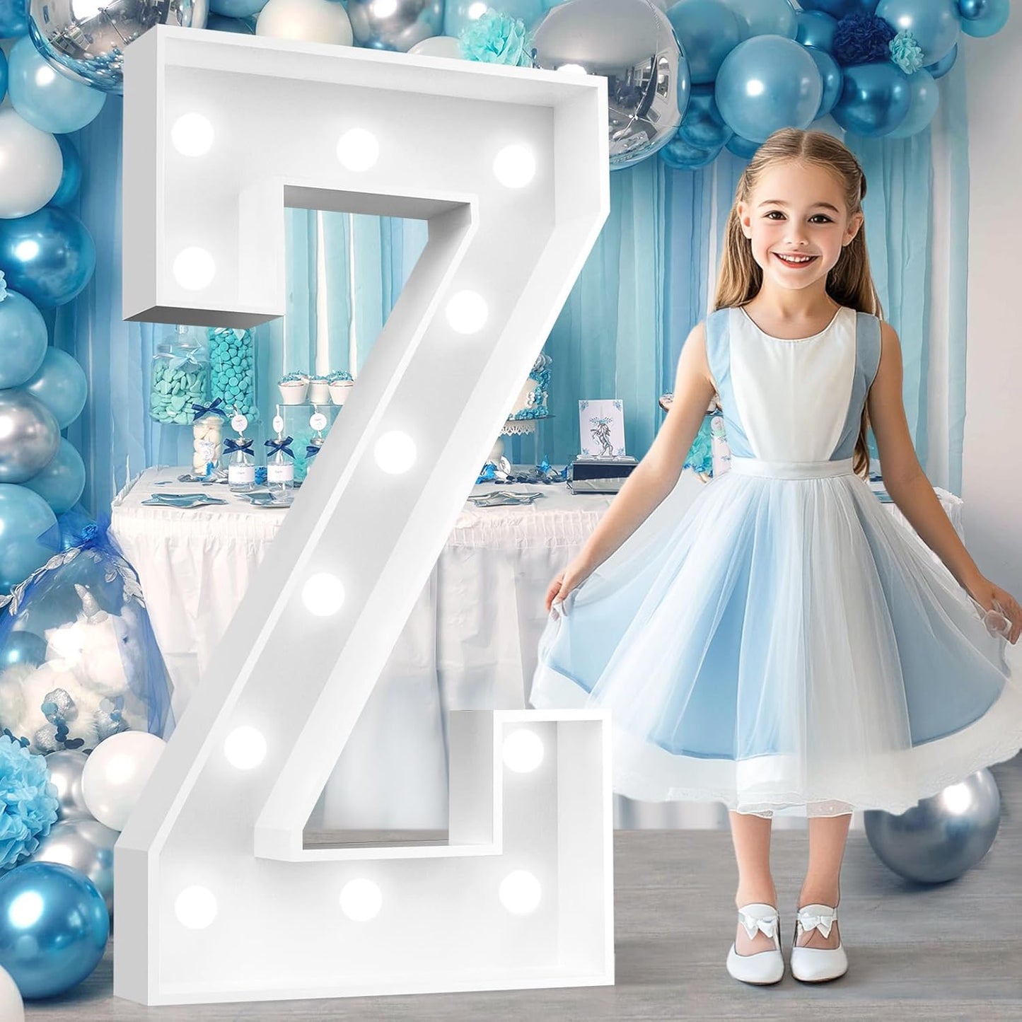 Ledido 4FT Marquee Light Up Letters, Cool White Light Up Letters Large Marquee Letter for Party Decorations, Mosaic Letter Z for Balloons, Wedding Birthday Graduation Decor