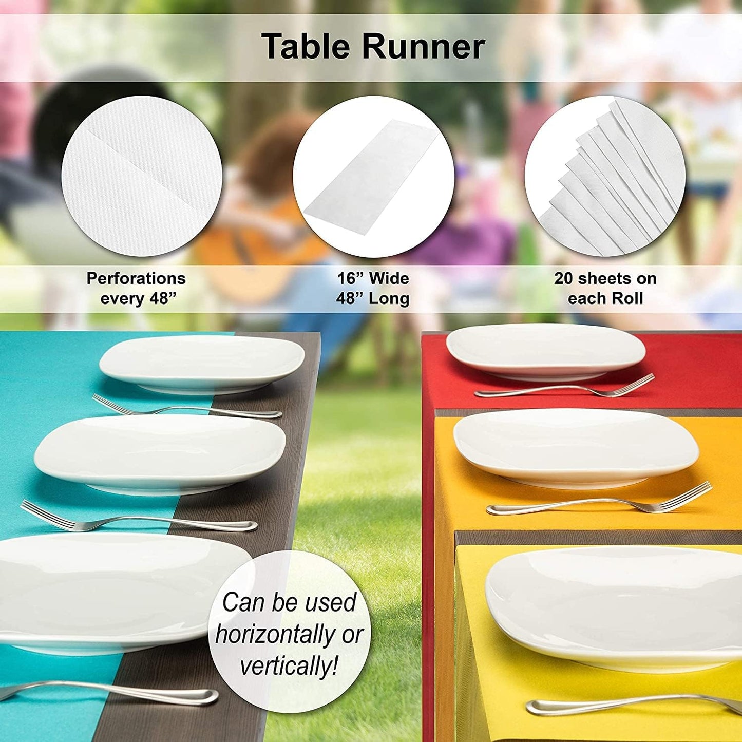 American Homestead Paper Table Runner Roll - 78 ft. Disposable Linen-Like Table Cover Roll - 20 Perforated Table Runners (16" x 48") for Parties, Weddings, and Events - Dark Brown