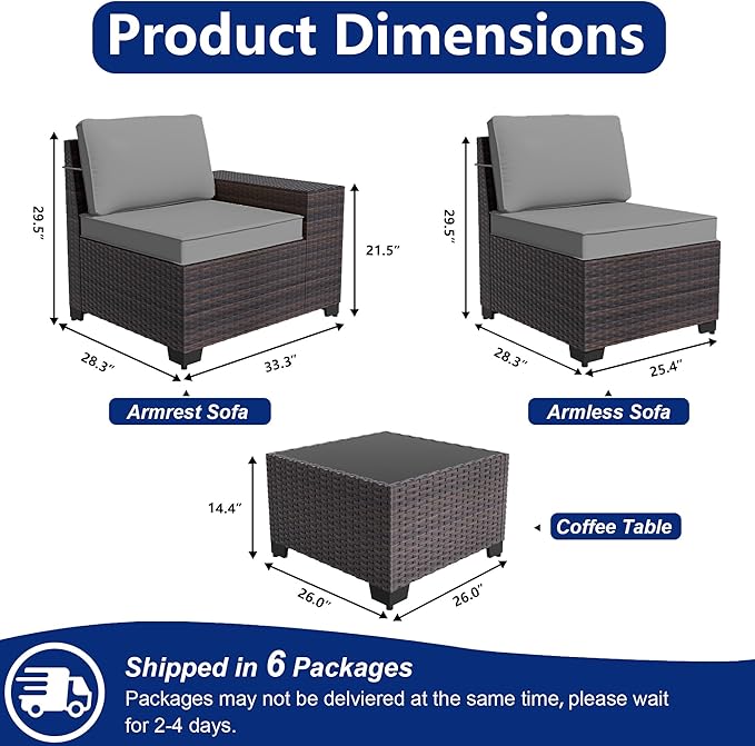 Outdoor Patio Furniture Set, 12 Pieces Outdoor Sectional Furniture High - Image 2