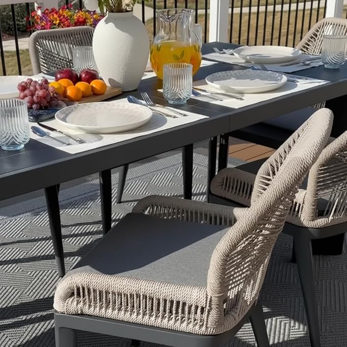 PURPLE LEAF Patio Dining Chair Set 2 Pieces Aluminum Modern Furniture Seating - Image 8