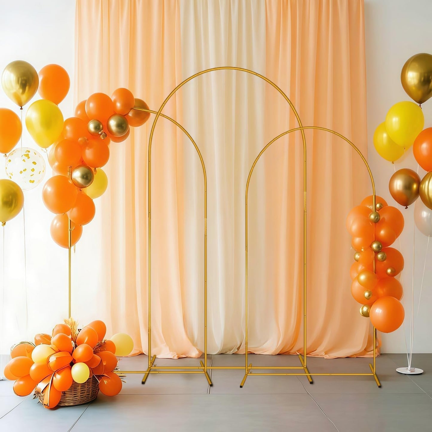 7.2FT Arch Backdrop Stand, Metal Backdrop Arch Stand, Decoration Balloon Arch Stand, Gold Wedding Arch Stand for Party Backdrop