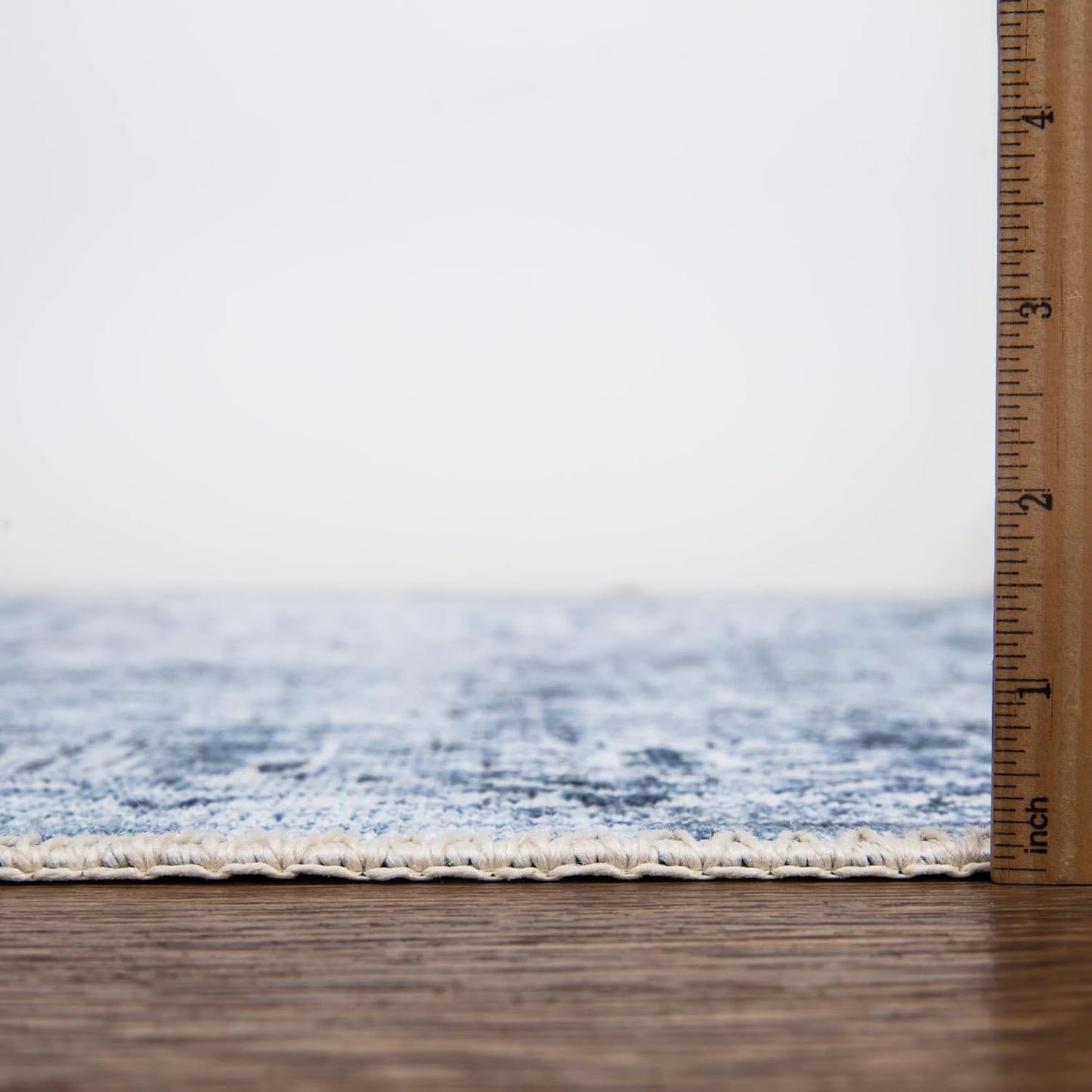 Bloom Rugs Washable Non-Slip 6' x 9' Rug - Ivory/Denim Blue Traditional Medallion Area Rug for Living Room, Bedroom, Dining Room, and Kitchen - Exact Size: 6' x 9'