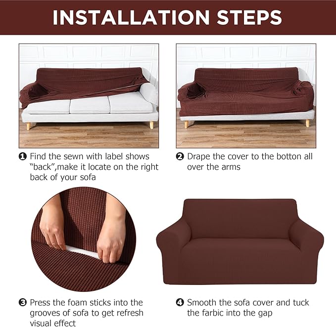 Peryiter 3 Pcs Couch and Loveseat Covers Set Sofa Cover - Image 3