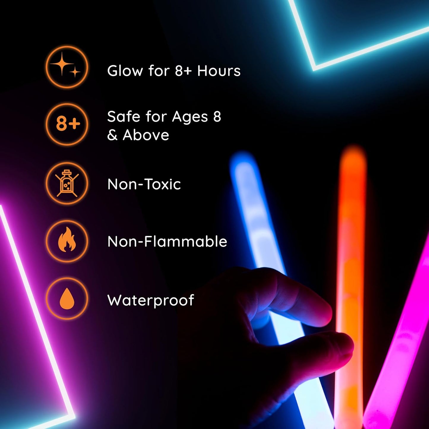 Glow Fever Glow in The Dark Sticks - 100 ct 6" Glow Sticks Bulk Party Pack with End Caps & Lanyards - Glow Party Favors for Concert, Festival, & Wedding - Neon Light Sticks, Pink