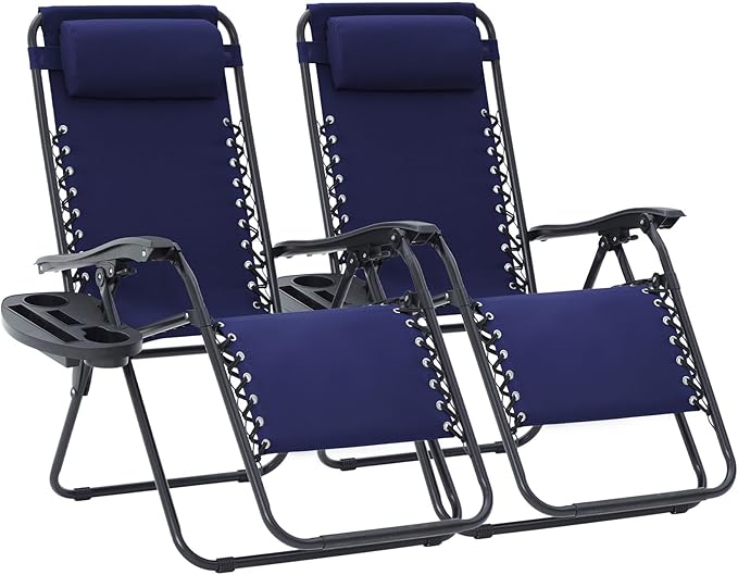 JEAREY Zero Gravity Lounge Chairs Set of 2, Adjustable Steel Mesh Recliners by JEAREYOutdoorsCollection