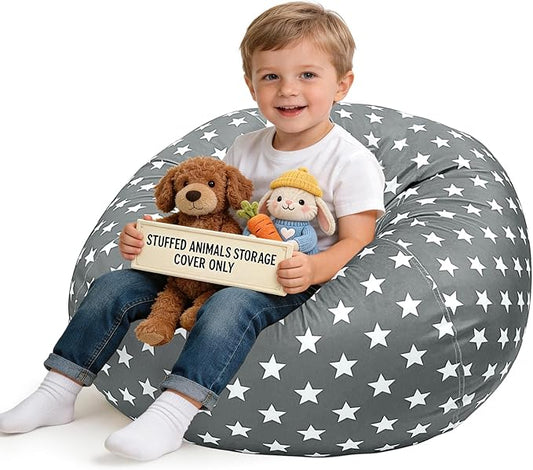 Lukeight Stuffed Animals Storage Bean Bag Chair Cover by Lukeight