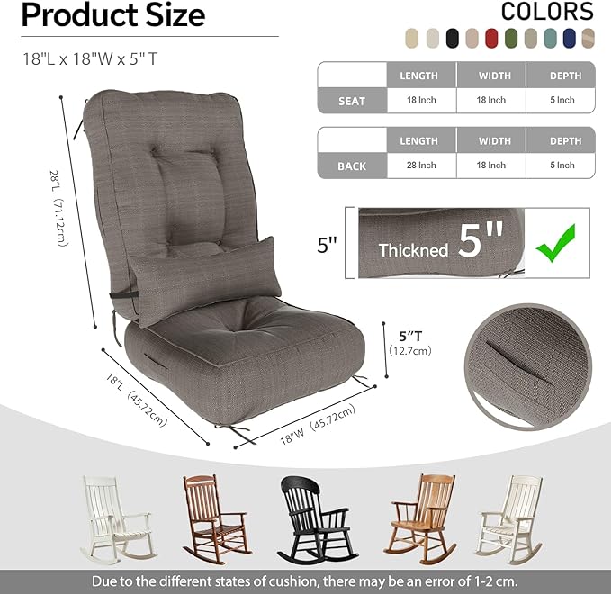 Rocking Chair Cushions with Pillow, Waterproof and Fade-Resistant Thicken - Image 2