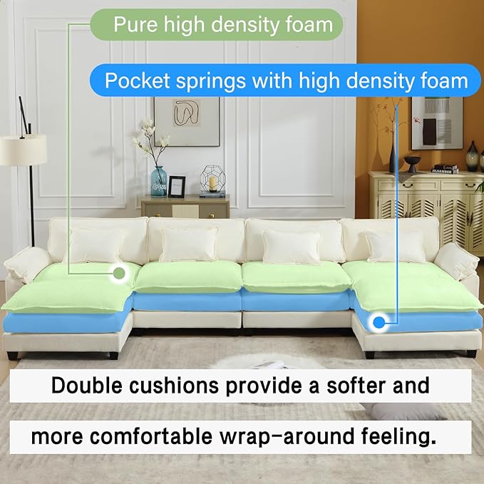 Oprisen 154" Modular Sectional Sofa, Comfy Cloud Couch Sectional Sofa - Image 3