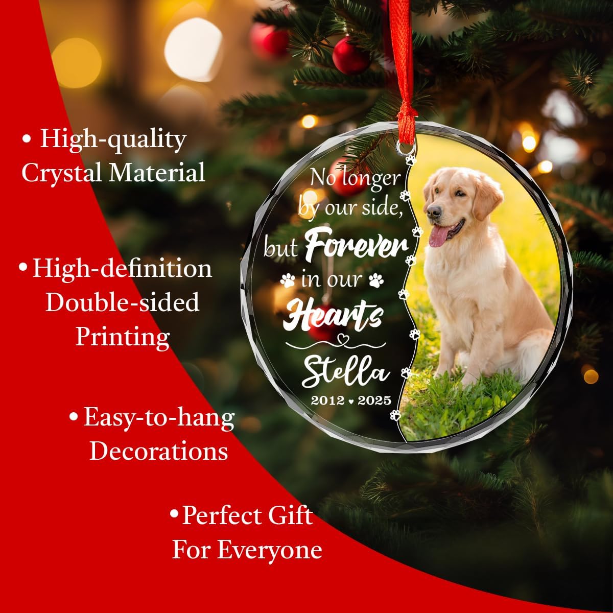 Personalized Dog Memorial Glass Ornaments, Pet Sympathy Gifts, Pet Remembrance Ornaments, Loss of Puppy Remembrance, Passing Away Gift, Dogs Lover Sympathy Gift 2025 (P2)