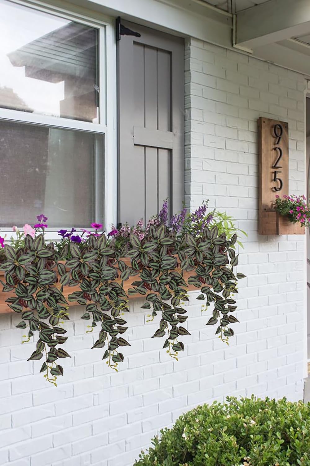 DILATATA Fake Hanging Plants Artificial Hanging Plants 26" Faux Wandering Jew Hangings Leaves Plant for Wall Shelf Home Indoor Outdoor Decor - 2 Pack