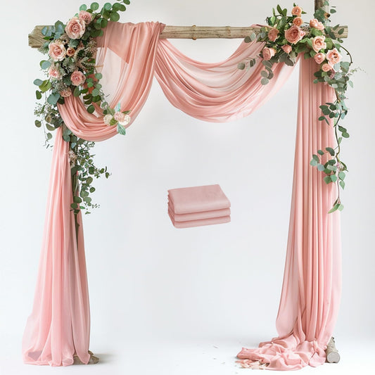 Wedding Arch Draping Fabric 3 Panels 28.7" x 20FT Blush Sheer Chiffon Backdrop Drapes for Wedding Ceremony Birthday Party Bridal Shower Outdoor Decoration