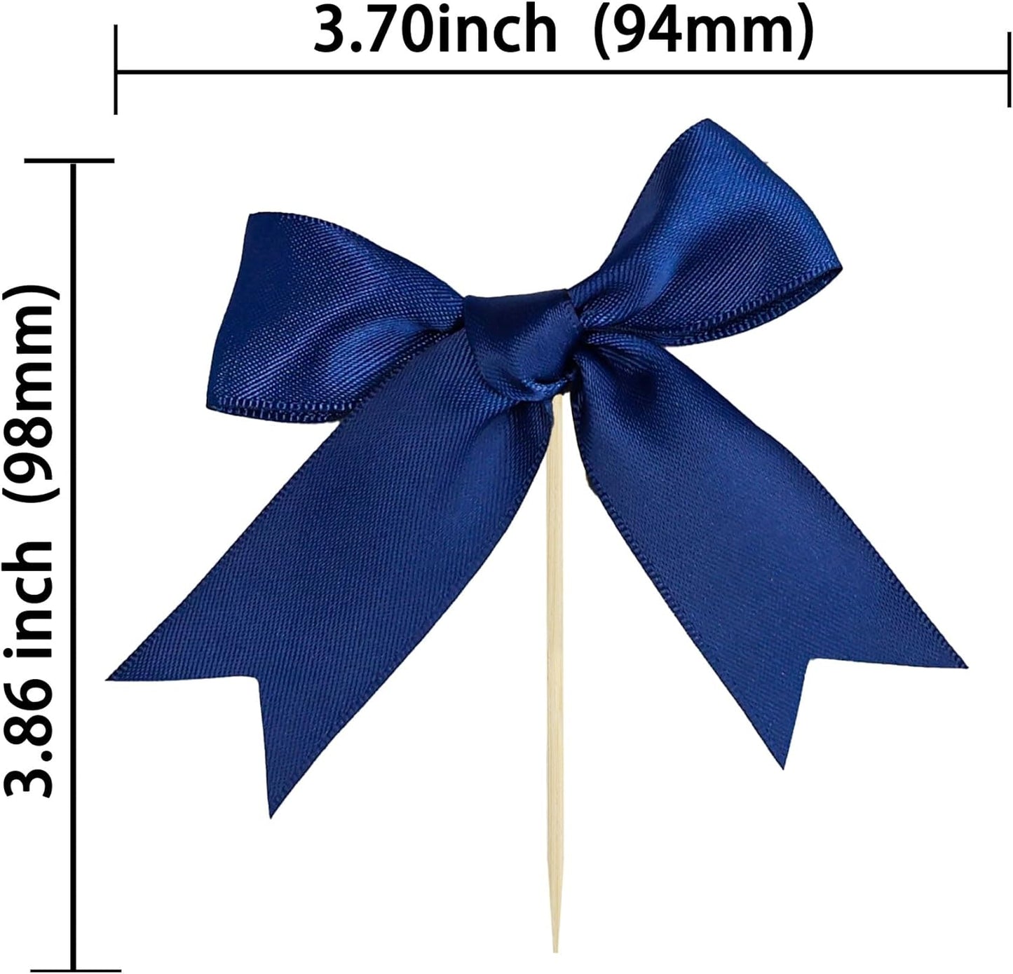 Gyufise 24Pcs Bow Cupcake Toppers Coquette Bow Girls Birthday Cake Decorations Bowknot Cake Toppers Bowknot Cupcake Picks for Baby Shower Birthday Wedding Bridal Engagement Party Supplies Dark Blue