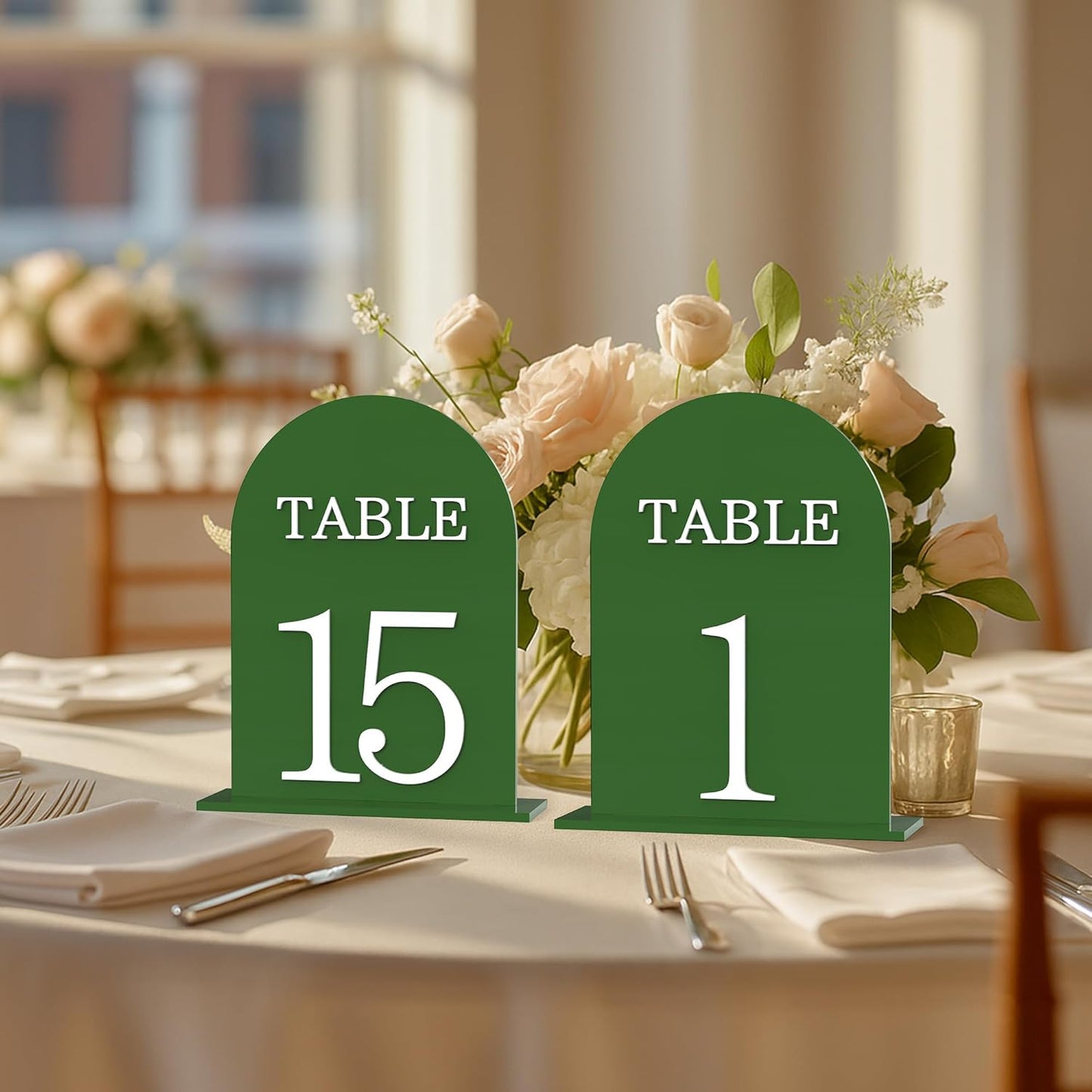 Arch Wedding Table Numbers 1-15 with Stands, 5" X 7" Double Sided Acrylic Wedding Sign Holders, Durable Non-Fading Table Number for Wedding Reception, Events, and Centerpieces