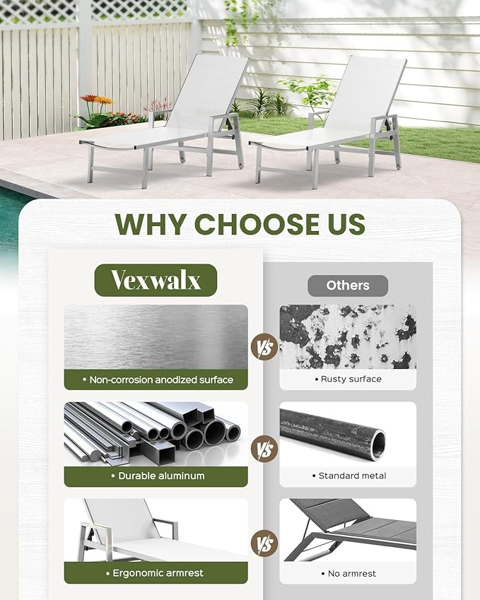 Vexwalx Patio Chaise Lounge Outdoor - Image 7