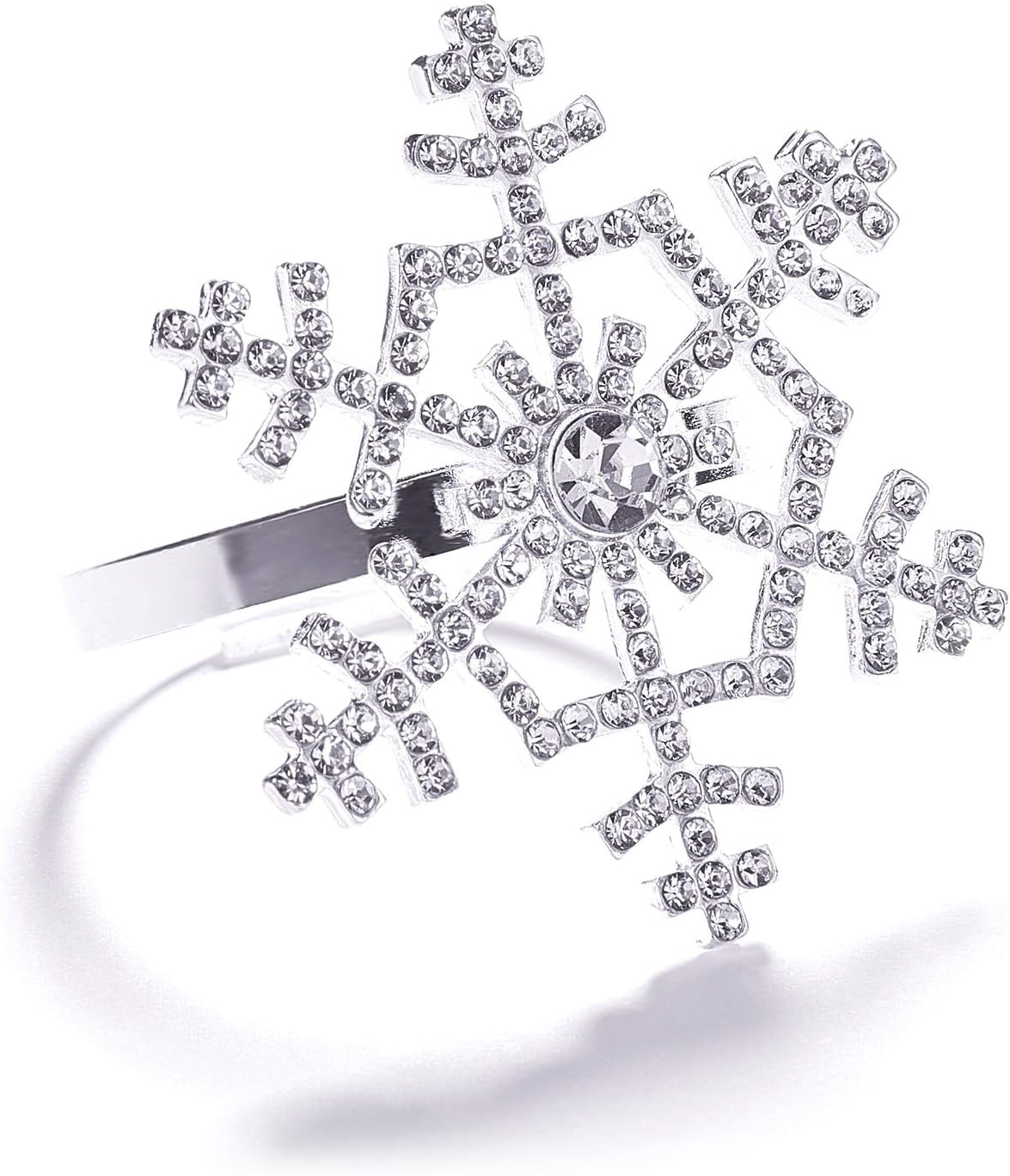 Halatool Set of 6 Christmas Rhinestone Snowflake Napkin Rings for Xmas Dining Table- Napkin Ring Holder for Christmas, Thanksgiving, Holiday Party Table Decoration