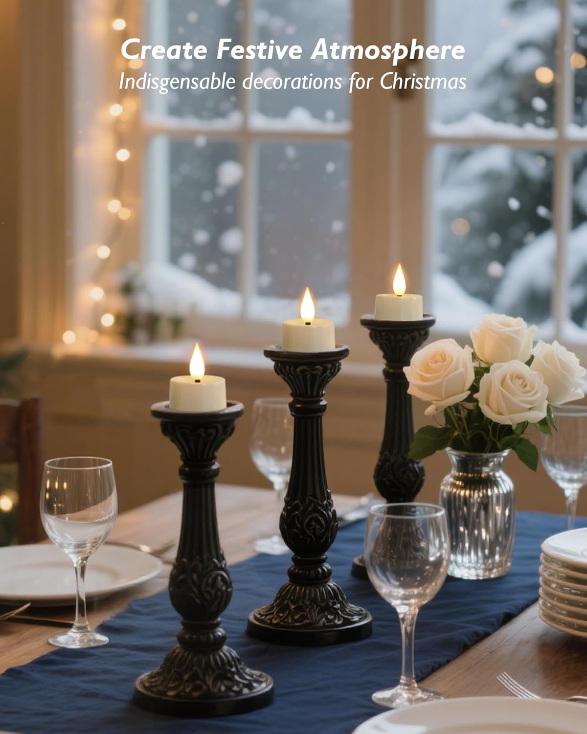 Amagic Flameless Timer Remote Tealights Candles, 3D Black Wick Flickering Tea Lights, 400+Hour White Votive Candles Battery Operated, Set of 12 for Wedding Table Decor, Halloween, Christmas, Holiday