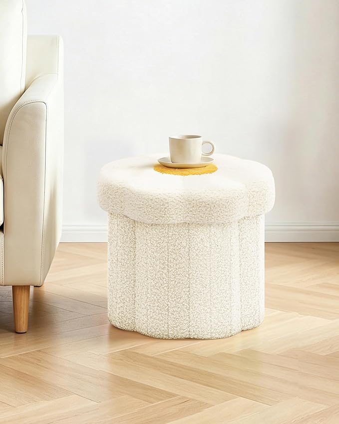 B FSOBEIIALEO Storage Ottoman Foldable, Sunflower Shaped Small Footrest - Image 7