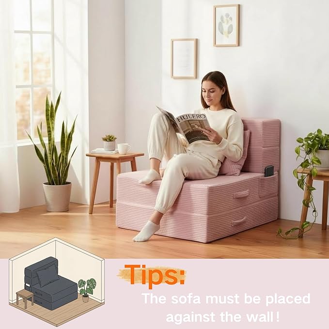 Folding Sofa Bed, 4 in 1 Convertible Sleeper Chair - Image 8