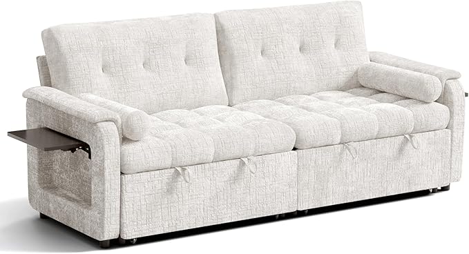 Convertible Sleeper Sofa Bed, 86 Inch Chenille Pull Out Couch - Image 12