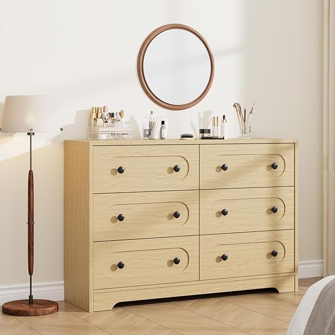 Garvee 6 Drawer Dresser for Bedroom, Wooden Mid Century Modern Chest of Drawers - Image 3