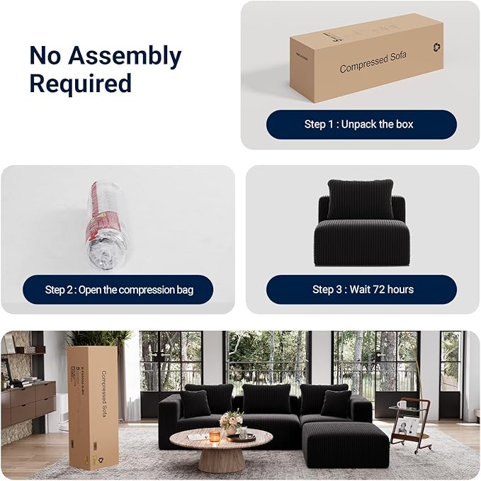 Avenco 106” 3-Seater Modular Sofa Couch, Individually Wrapped Coil Support & - Image 5